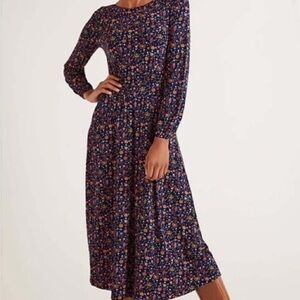 Boden “Sasha” Ditsy Long Sleeve Dress British Crowns UK Queen Size US 6L UK 10L